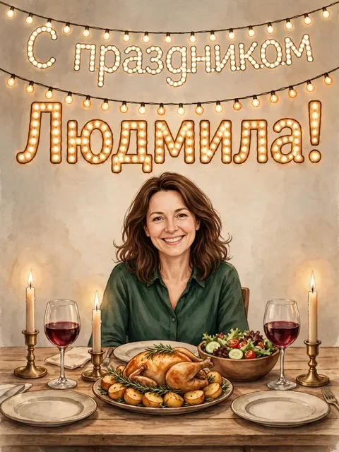Выбрать дизайн «Гирлянда над столом»