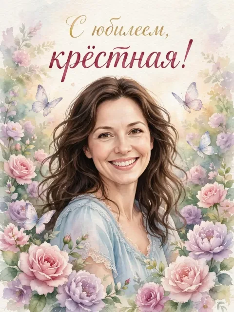 В примере на открытке напечатаны поздравление и имя.