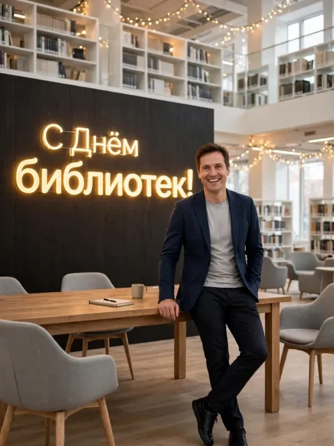 Пример открытки в дизайне «Современный книжный лофт»