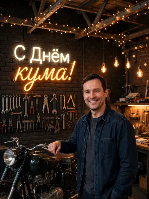 Пример открытки в дизайне «Уютный гаражный лофт»