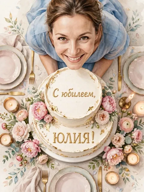 Выбрать дизайн «Золотые буквы на торте»