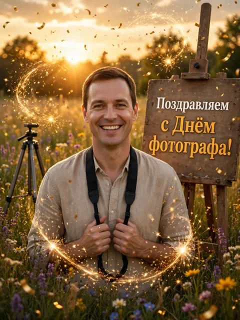 Пример открытки в дизайне «Июльский золотой час»