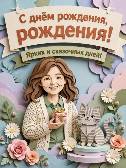 Выбрать дизайн «Бумажная сказка с котиком»
