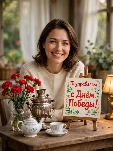 Выбрать дизайн «Праздничный чай и детский рисунок»