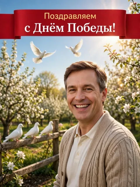 Голуби мира в весеннем саду