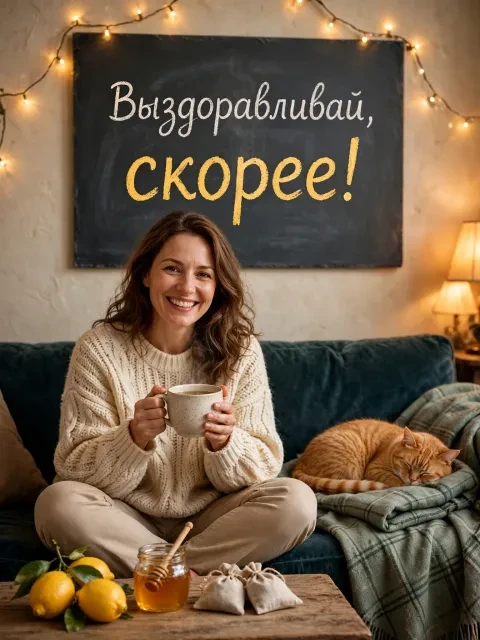 В примере на открытке напечатаны поздравление и имя.