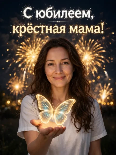 Выбрать дизайн «Бабочка на ладони с салютом»