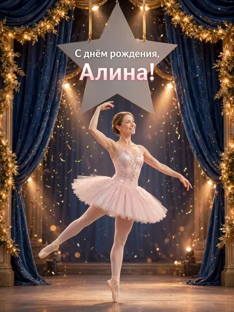 В примере на открытке напечатаны поздравление и имя.