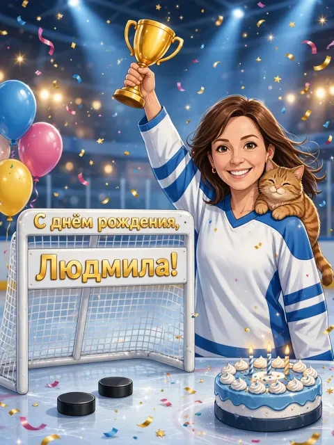 Выбрать дизайн «Хоккейный торт и кубок»