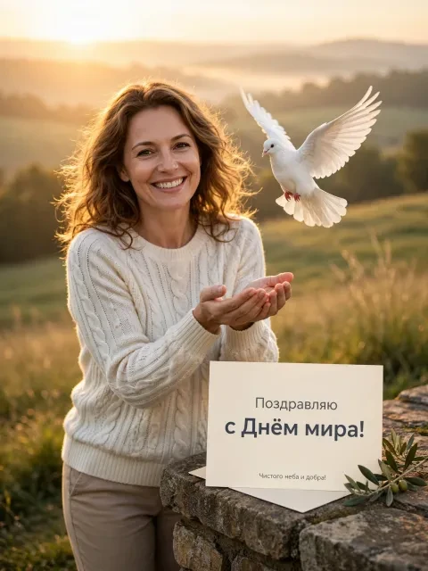 Рассвет с белым голубем