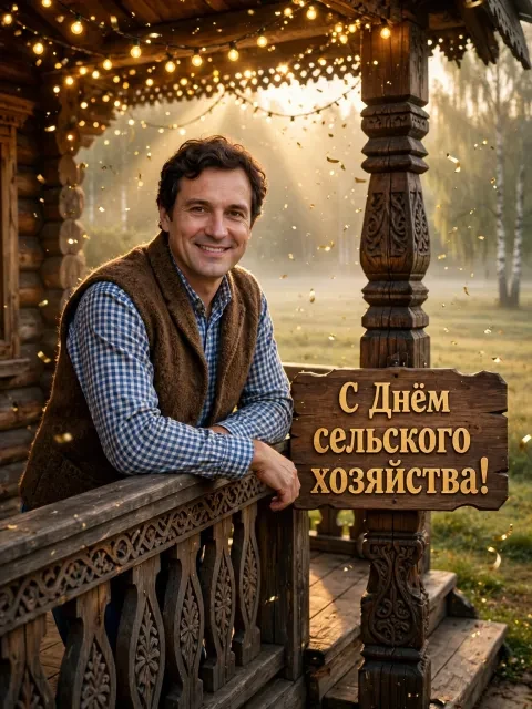 Пример открытки в дизайне «Русское подворье на рассвете»