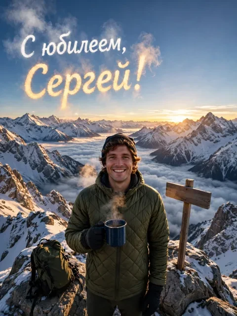 Пример открытки в дизайне «Горный вершина-тост»