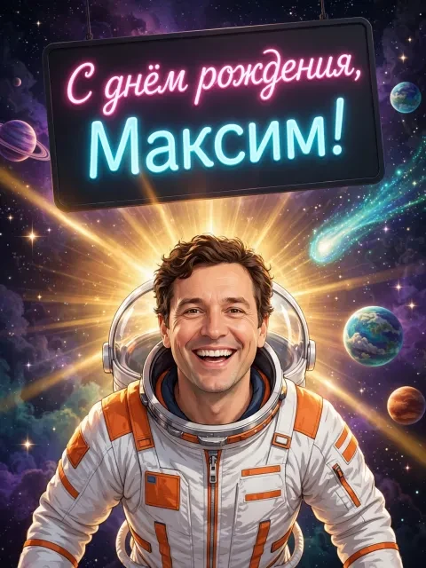 В примере на открытке напечатаны поздравление и имя.