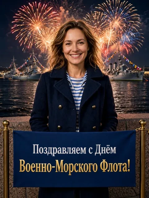Салют над парадом кораблей