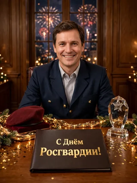 Пример открытки в дизайне «Поздравление от руководства»