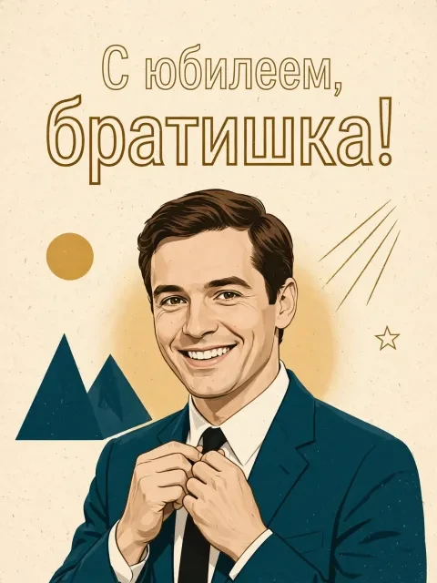 Пример открытки в дизайне «Ретро-графика с галстуком»
