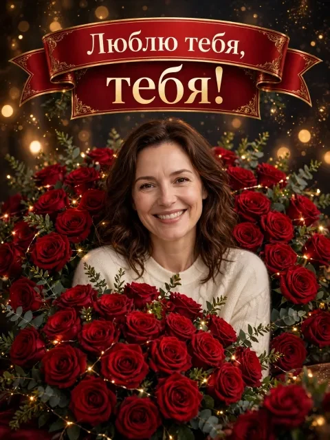 Пример открытки в дизайне «Миллион алых роз»