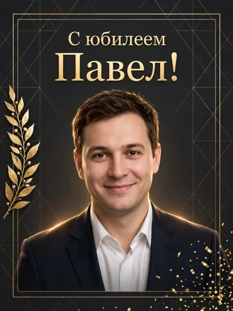 Пример открытки в дизайне «Золотая обложка»