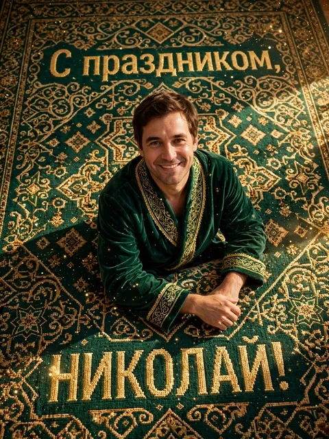 Пример открытки в дизайне «Ковёр с арабеской»