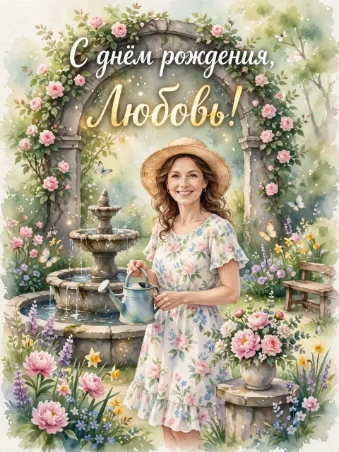 Выбрать дизайн «Весенний сад с фонтаном»