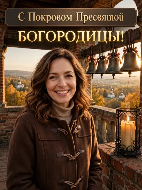 Пример открытки в дизайне «Праздничный звон колоколов»