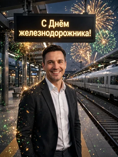 Пример открытки в дизайне «Салют над скоростной магистралью»