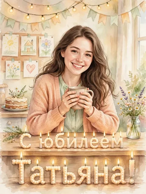 Выбрать дизайн «Детское тепло: рисунок и свечи»
