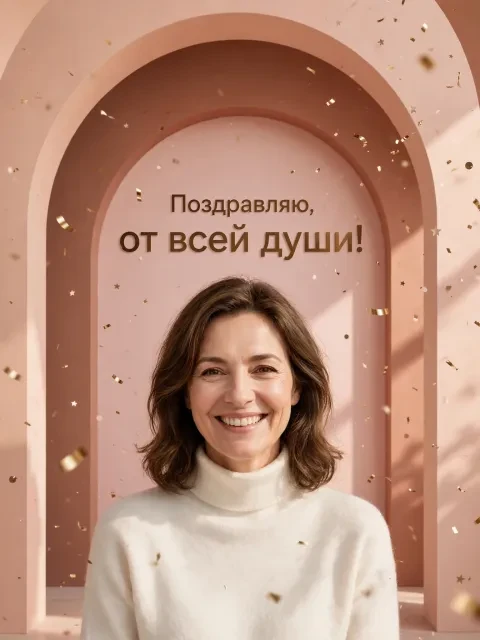 Пример открытки в дизайне «Пастельная галерея арок»