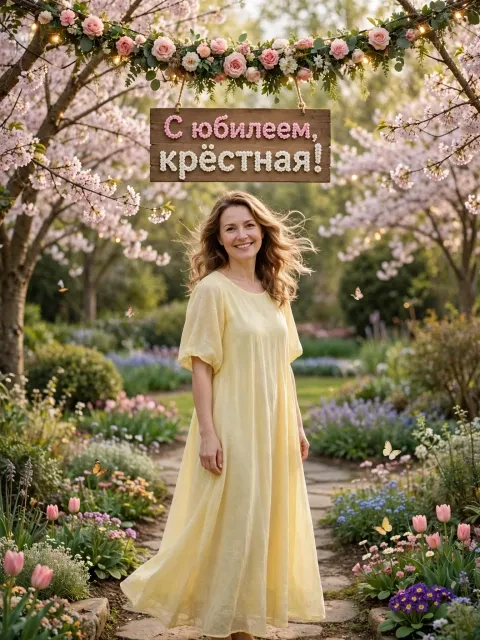 Выбрать дизайн «Весенний сад с гирляндами»