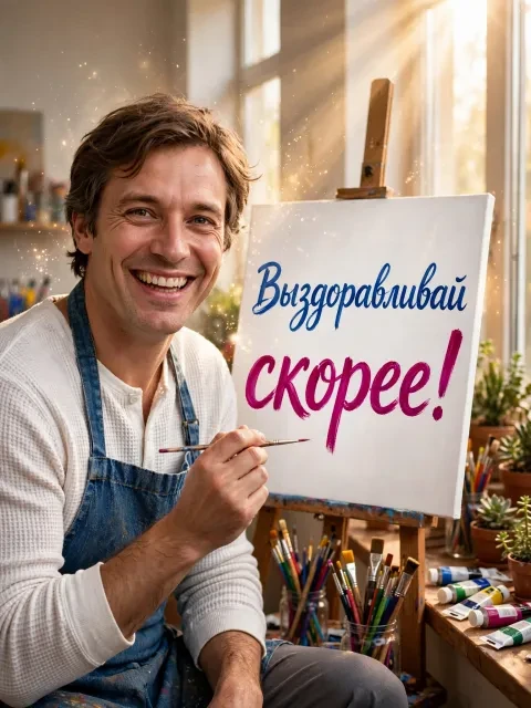 Пример открытки в дизайне «Вдохновение и краски здоровья»