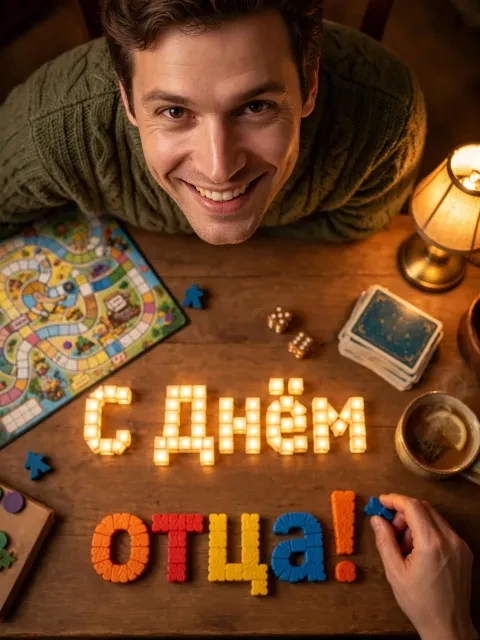 Пример открытки в дизайне «Вечер настольных игр»