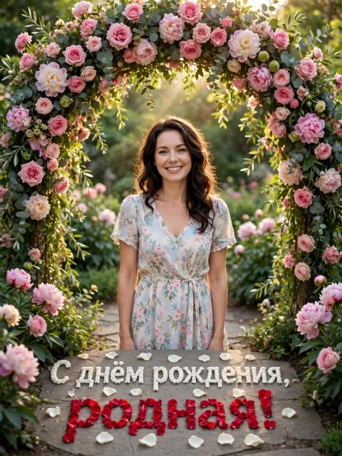 Пример открытки в дизайне «Цветочная арка»