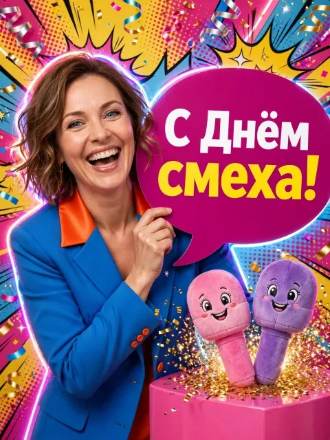 Пример открытки в дизайне «Поп-арт карикатурное шоу»