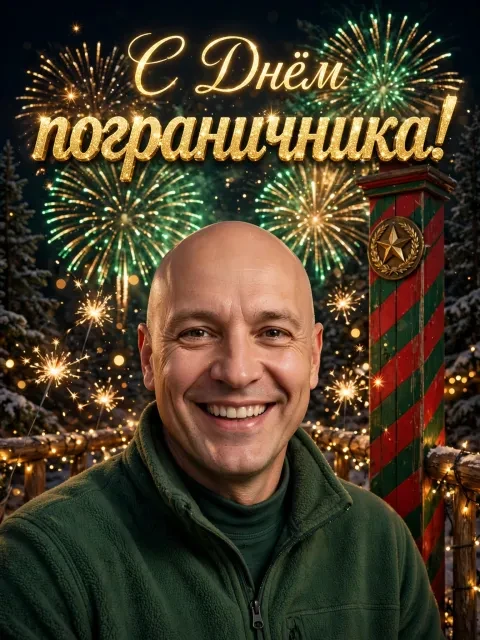 Пример открытки в дизайне «Мерцающие огни заставы»