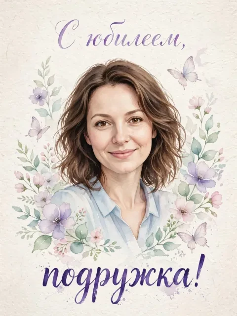 Пример открытки в дизайне «Акварельная нежность»