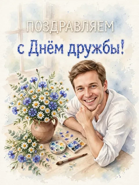 Выбрать дизайн «Букет дружбы в акварели»