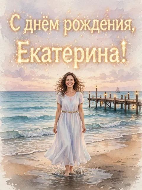 В примере на открытке напечатаны поздравление и имя.