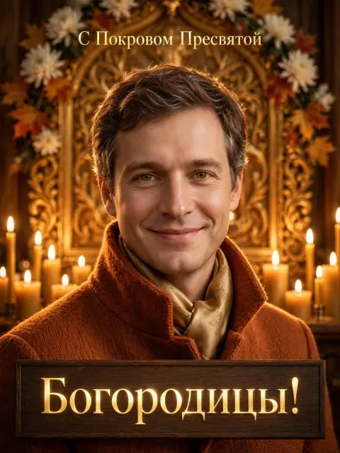 Пример открытки в дизайне «Мерцание покровских свечей»
