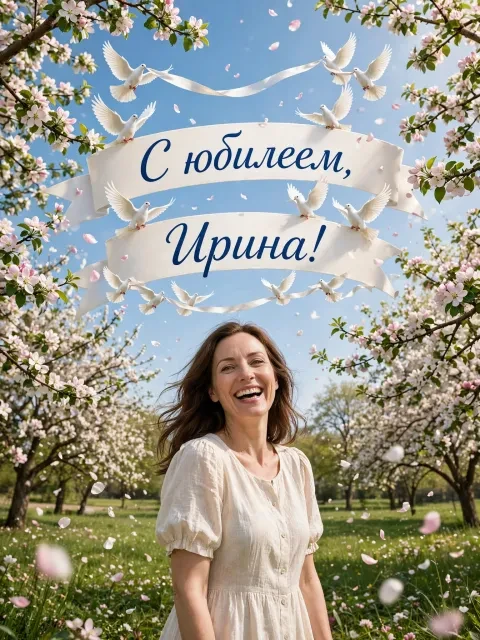 Пример открытки в дизайне «Птицы несут поздравление»