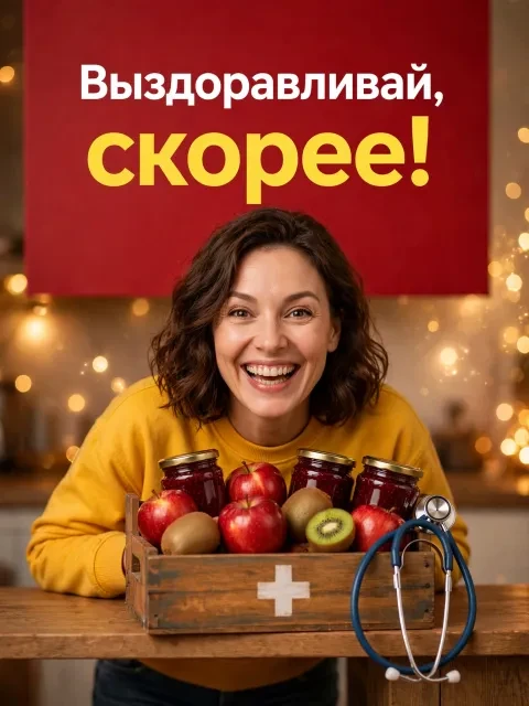 Пример открытки в дизайне «Витаминный чемоданчик радости»