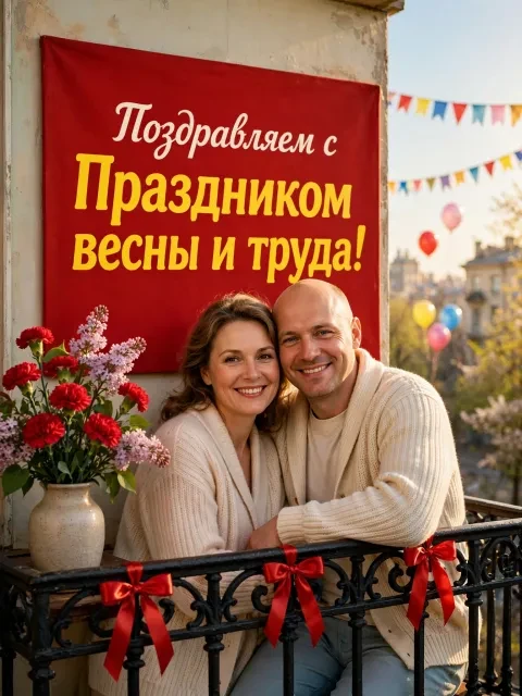 Праздничный балкон с гвоздиками