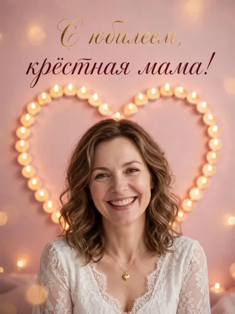 Пример открытки в дизайне «Кружевное сердце из свечей»