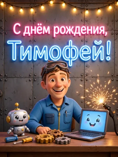 Пример открытки в дизайне «Робот-мастерская»