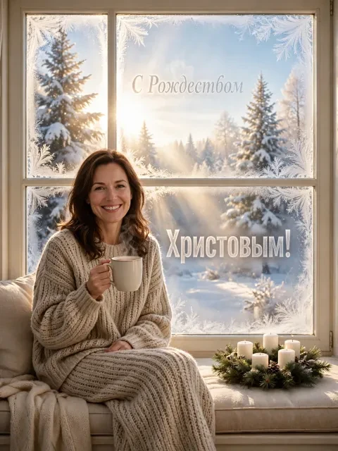 Выбрать дизайн «Доброе рождественское утро у окна»