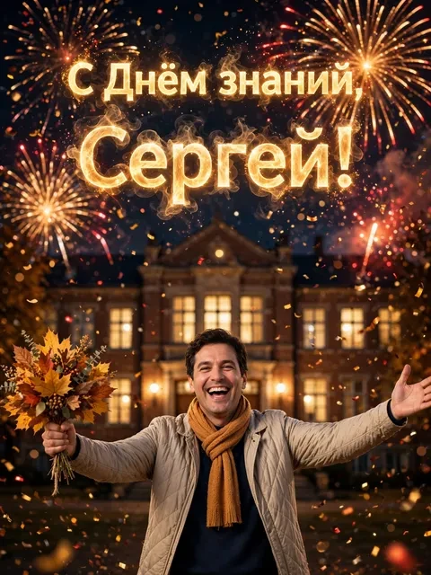 Пример открытки в дизайне «Салют над школой»