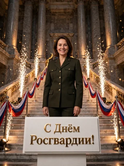 Пример открытки в дизайне «Торжественный мраморный зал»