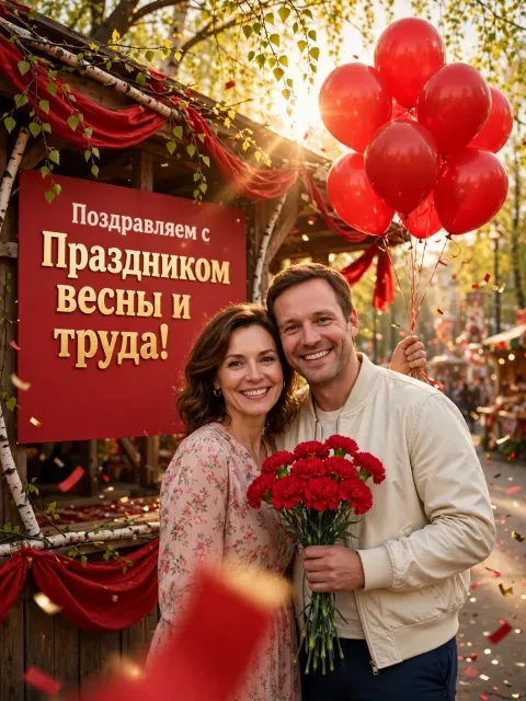 Выбрать дизайн «Красные шары и демонстрация»