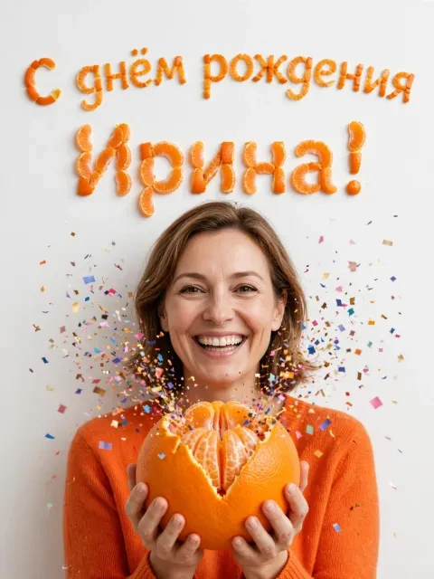 Пример открытки в дизайне «Мандариновое чудо»