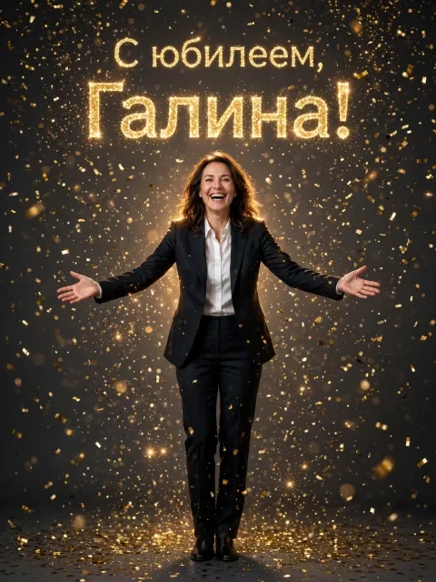 Пример открытки в дизайне «Золотое конфетти»