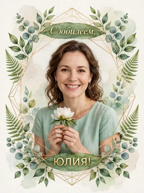 Пример открытки в дизайне «Ботаническая рамка»